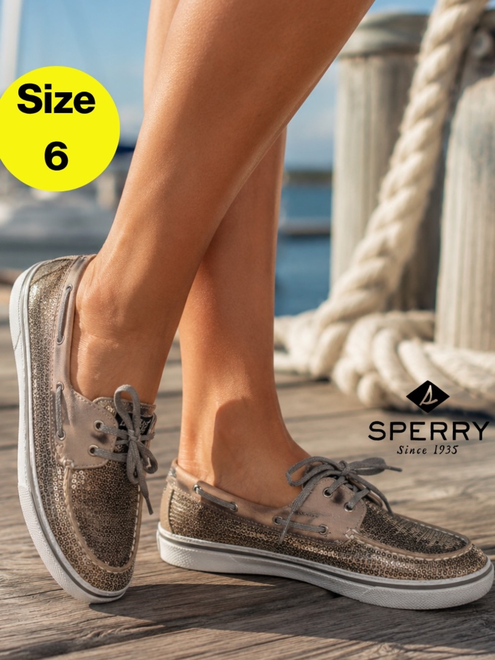 SPERRY ⚓️ Women's Glitter Sequin Boat Shoes (Size 6)